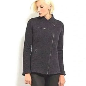 Eileen Fisher Wool Moto Jacket Brown Asymmetric Zip Size: Medium